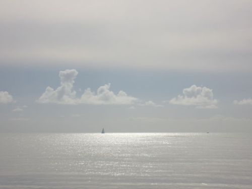 Seascape losing sight of the shore